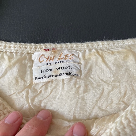 VTG 50s Cyn Les Vest Sz 40 Chest 34” Lined Wool 3D Embroidered Flowers Hong Kong - Picture 6 of 14